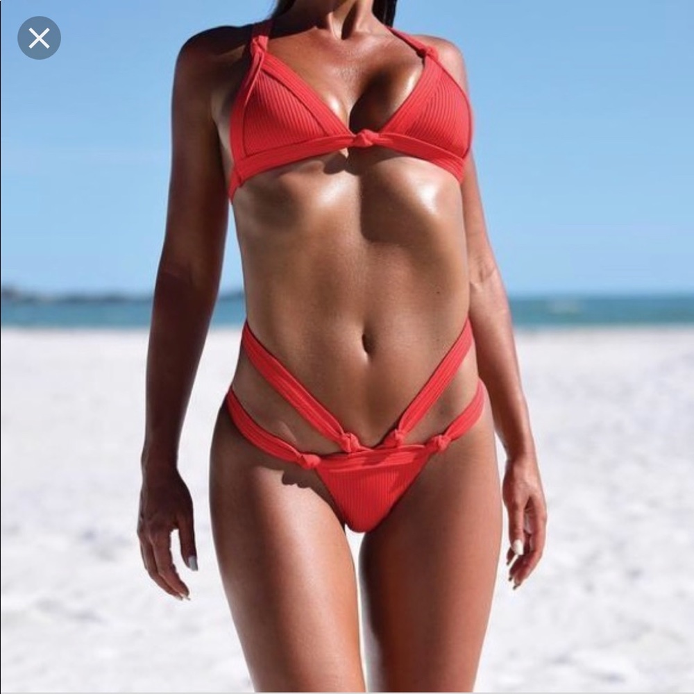 Minimale animale white ribbed bikini